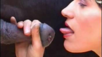 Bestiality actress blowing donkey cock