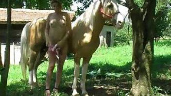 Filthy horny farm bitch and her beast