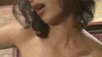 Babe riding canine shaft