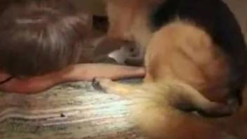 Horny woman craves a dick and screws a dog