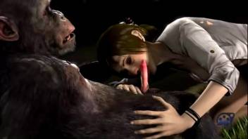 3D creature erotica: woman screws a primate. Complimentary zoophilia and beast sex videos