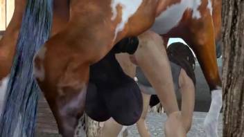 Animal sex anime with a well-endowed stallion