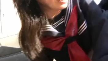 Asian model in steamy dog sex scene
