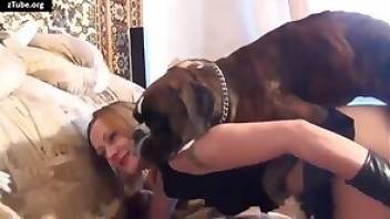 Dog sex porn movie with a Russian MILF