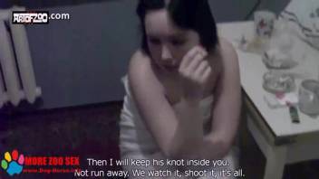 Animal sex film featuring a naughty dark-haired woman