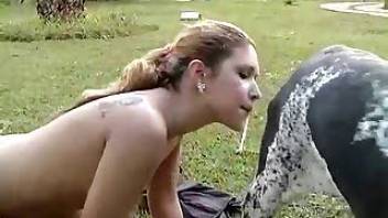 Sensual angel is sucking her doggy dick