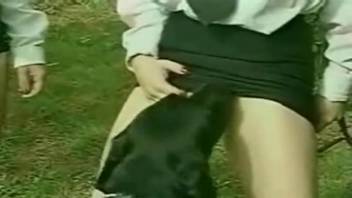 Vintage canine copulation clip featuring a female student