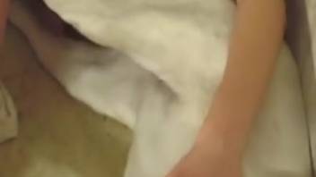 Fair-haired mom blowing a canine dick