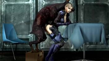 Young woman observes bestiality scenes, such as canines penetrating female fighters