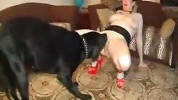 Female sex with dog and her boyfriend