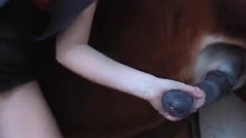 Bestiality video with a lustful blond woman
